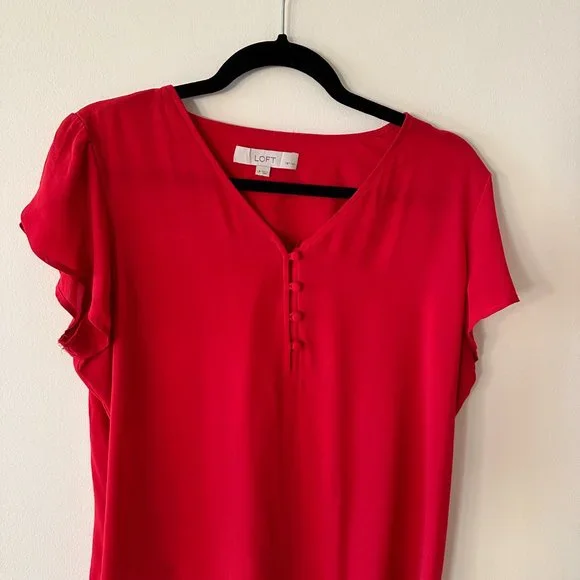 Loft Petite Red  Work Blouse - Picture 5 of 7
